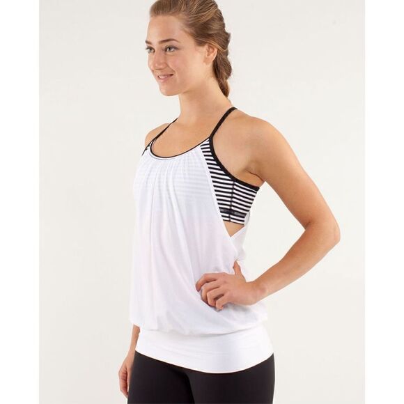 Lululemon No Limits Tank White / Classic Stripe Black White / Black - Picture 2 of 7